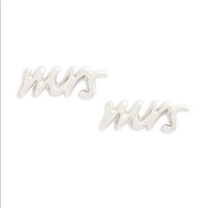 Kate Spade “Say Yes - Mrs” studs earrings, silver